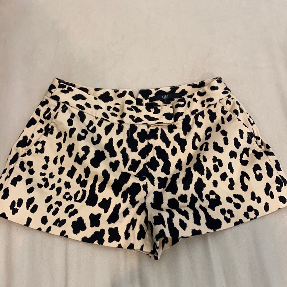Tibi Animal Print Cotton Blend Short Size 0